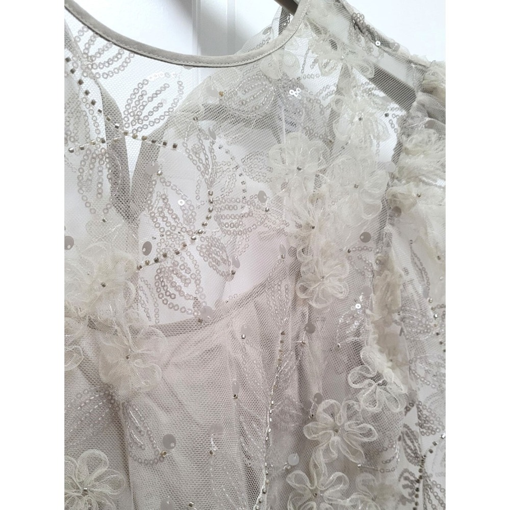 Paris Atelier & Other Stories Sheer Embroidered Organza Blouse - Lt Green - Sz 0 - Picture 2 of 3